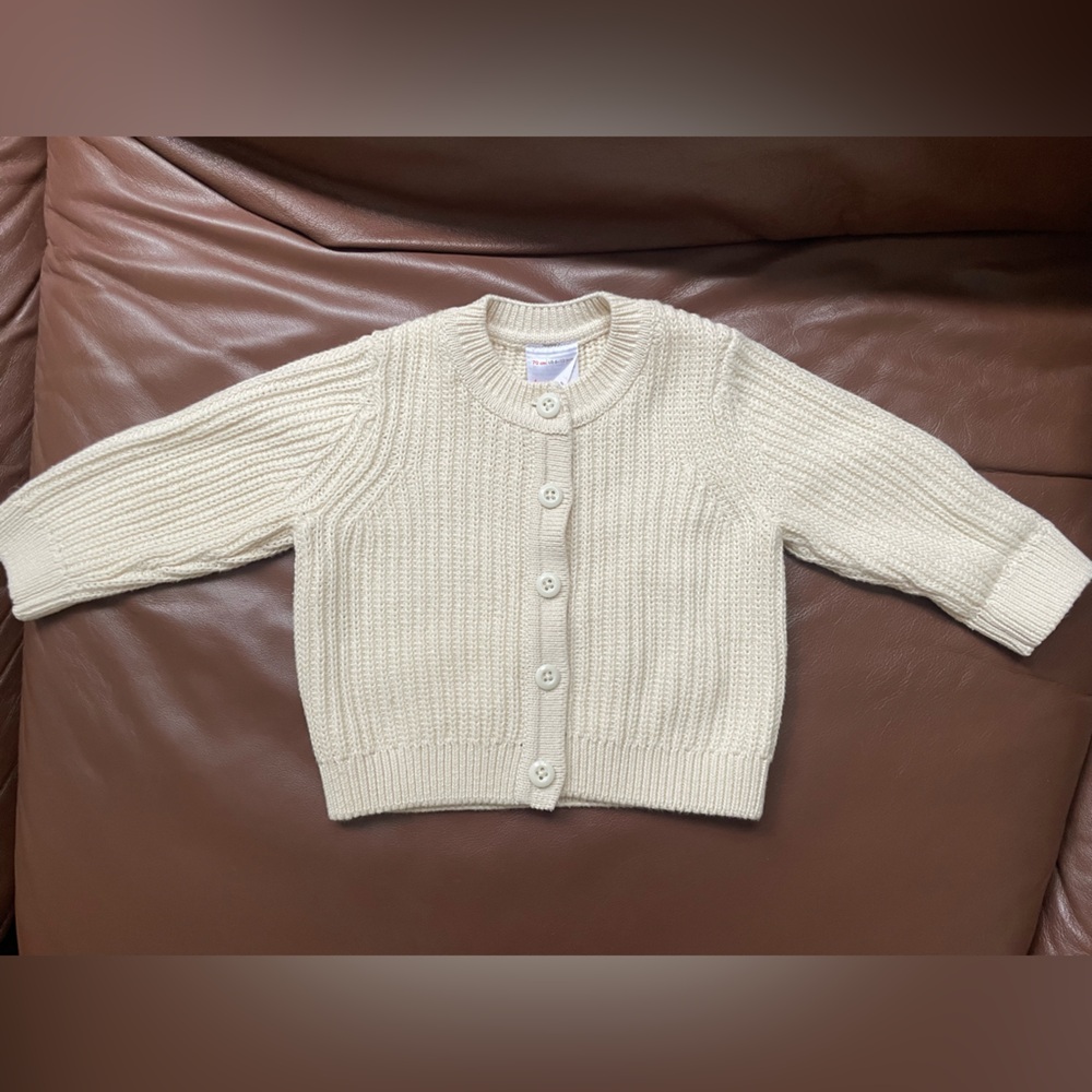 Hanna Anderson, cream cardigan sweater 6-12mo